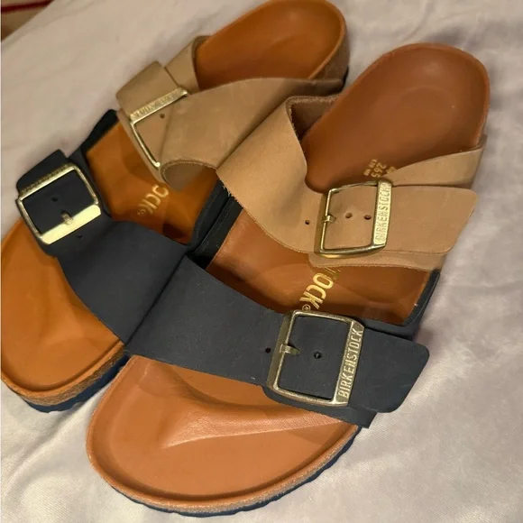 Birkenstock Women's Arizona Split HEX Sandals, Midnight
Blue, Tan, - Picture 10 of 15